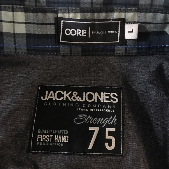 Core by Jack and Jones Munix Blue Plaid Button-Down Shirt Size Large - Picture 9 of 11